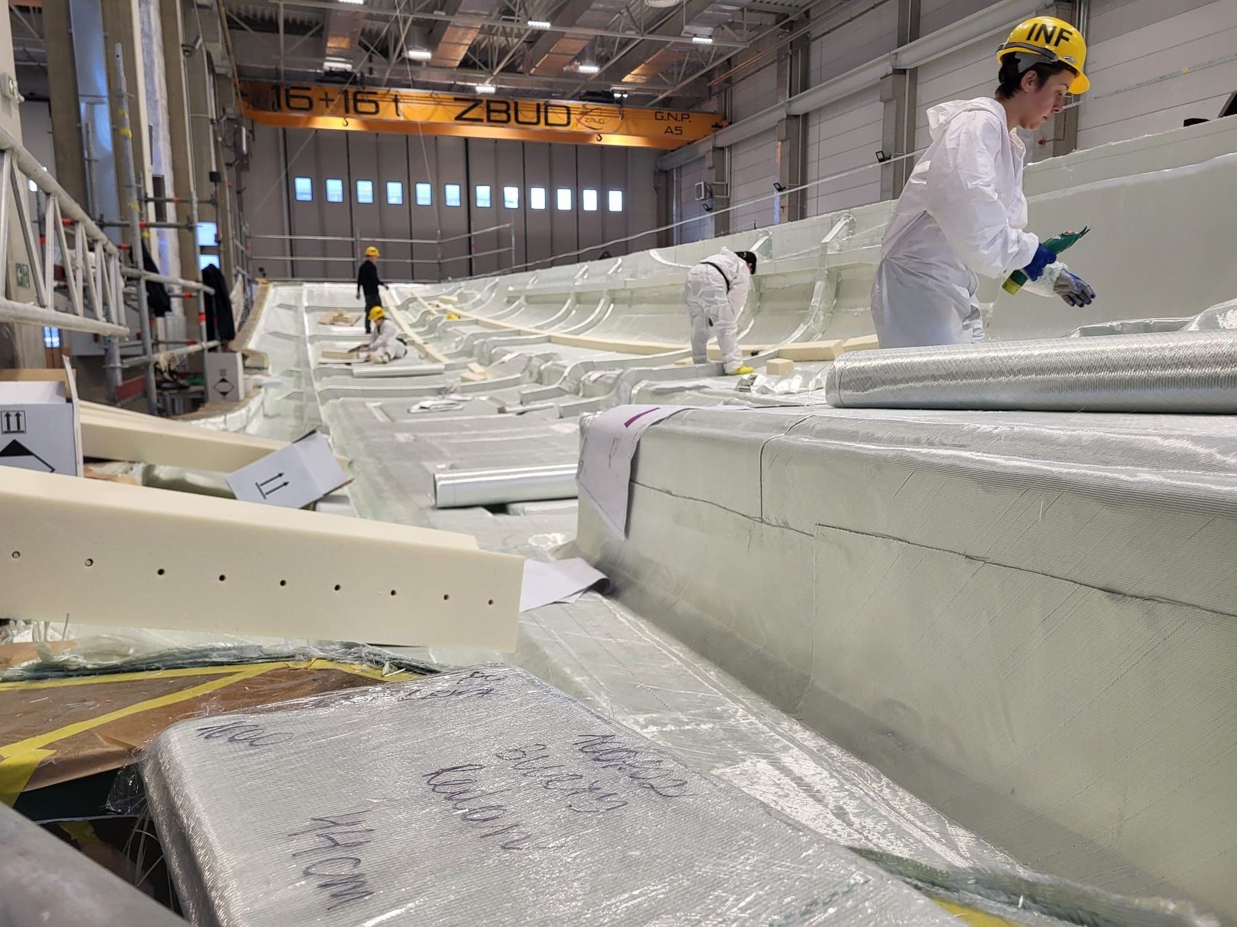 Inside a yacht refit and build hall